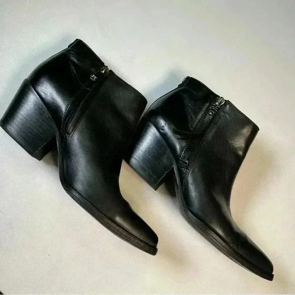 Sam Edelman Women's Leather Pointed Block Heel Ankle Booties Black Sz 6.5 Lk new - Picture 2 of 12